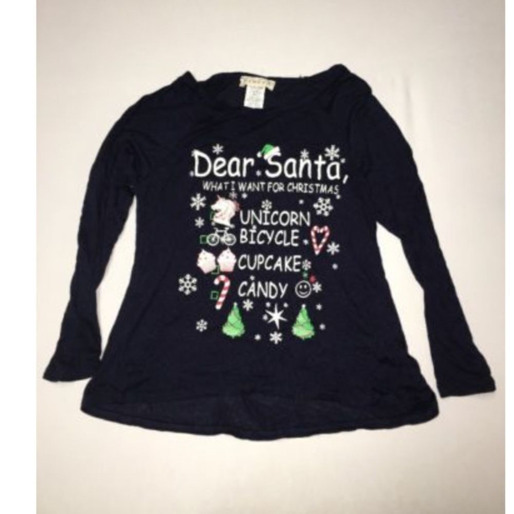 btween Girls Size 6X Christmas Shirt Navy NWOT